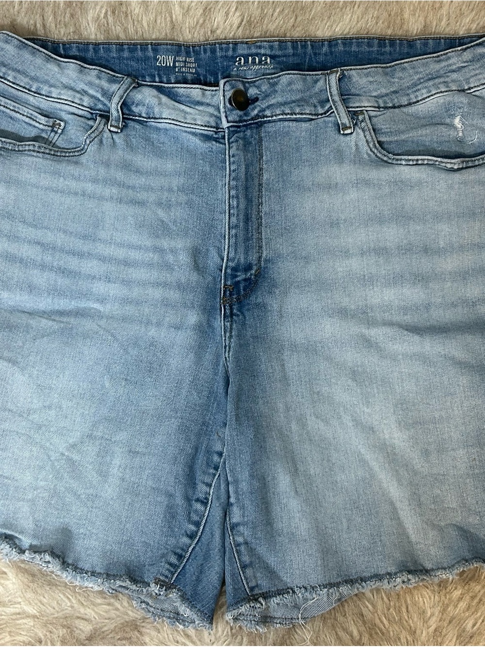 a.n.a Light Blue High-Rise Denim Cropped Shorts
